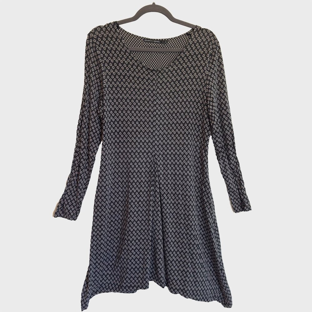 Gundrun Sjoden Black and gray floral Scoop Neck Tunic Dress | Size L